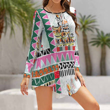 Lade das Bild in den Galerie-Viewer, Damen Einzigartiges Design Unregelmäßig geschnittenes Langarmkleid NZ013 selbst gestalten und bedrucken
