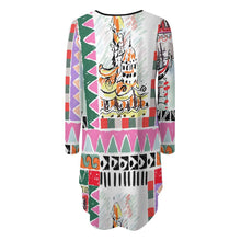 Lade das Bild in den Galerie-Viewer, Damen Einzigartiges Design Unregelmäßig geschnittenes Langarmkleid NZ013 selbst gestalten und bedrucken
