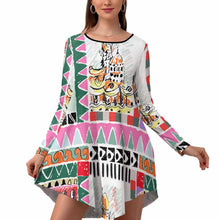 Lade das Bild in den Galerie-Viewer, Damen Einzigartiges Design Unregelmäßig geschnittenes Langarmkleid NZ013 selbst gestalten und bedrucken
