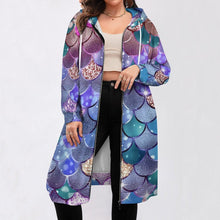 Lade das Bild in den Galerie-Viewer, Damen Lang Mantel Jacke mit Kapuze SDS002 mit Fotos Muster Text selbst gestalten und bedrucken
