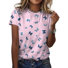 Lade das Bild in den Galerie-Viewer, Einzelbilddruck Allover Print Rundhalsshirt Damen / Frauen 100% Baumwolle Kurzarmshirt Tshirt ay001 mit Fotos Muster Text Logo selbst gestalten und bedrucken

