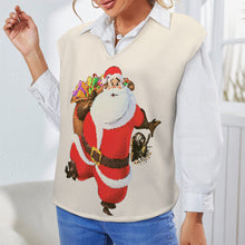 Lade das Bild in den Galerie-Viewer, Einzelbilddruck Schulterfreie Strickweste Bestickte Pullover Pullunder Weste Damen / Frauen MY06 mit Foto Text Muster selbst gestalten und bedrucken
