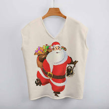 Lade das Bild in den Galerie-Viewer, Einzelbilddruck Schulterfreie Strickweste Bestickte Pullover Pullunder Weste Damen / Frauen MY06 mit Foto Text Muster selbst gestalten und bedrucken
