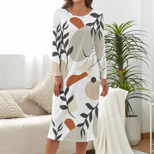 Lade das Bild in den Galerie-Viewer, Elegantes Damen Nachthemd Sleepshirt Nachtwäsche mit Rundhalsausschnitt Langen Armen AEQ für Damen Frauen mit Foto Muster Text selbst gestalten und bedrucken
