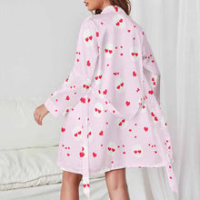 Lade das Bild in den Galerie-Viewer, Langarm Nachthemd Gürtel Langarm Elegant Pyjama Morgenmantel Nachtwäsche Schlafanzug ASWQ für Damen Frauen mit Foto Muster Text selbst gestalten und bedrucken
