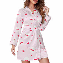 Lade das Bild in den Galerie-Viewer, Langarm Nachthemd Gürtel Langarm Elegant Pyjama Morgenmantel Nachtwäsche Schlafanzug ASWQ für Damen Frauen mit Foto Muster Text selbst gestalten und bedrucken
