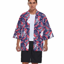 Lade das Bild in den Galerie-Viewer, Einzelbilddruck Männer / Herren Sommer Hemd Kimono Cardigan Jacke Japanisch Retro mit 3/4 Arm ZS904 mit Fotos Muster Text Logo selbst gestalten und bedrucken
