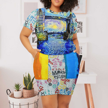 Lade das Bild in den Galerie-Viewer, Multi-Image-Design Allover-Druck Große Größen kurzärmeliges TShirt mit Shorts Set Trainingsanzug NTZ für Damen / Frauen selbst gestalten und bedrucken
