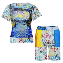 Lade das Bild in den Galerie-Viewer, Multi-Image-Design Allover-Druck Große Größen kurzärmeliges TShirt mit Shorts Set Trainingsanzug NTZ für Damen / Frauen selbst gestalten und bedrucken
