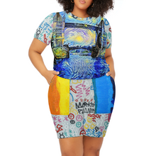 Lade das Bild in den Galerie-Viewer, Multi-Image-Design Allover-Druck Große Größen kurzärmeliges TShirt mit Shorts Set Trainingsanzug NTZ für Damen / Frauen selbst gestalten und bedrucken
