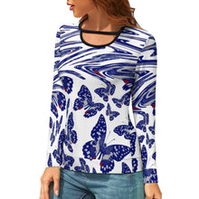 Lade das Bild in den Galerie-Viewer, Multi-Image-Druck Cutout Langarmshirt Longshirt Pullover Top NZ051 mit U Ausschnitt mit Fotos Muster Text Logo selbst gestalten und bedrucken
