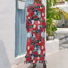 Lade das Bild in den Galerie-Viewer, Multi-Image-Druck Damen / Frauen Maxikleid Langes Kleid Abendkleid lang mit Bindeband XQ mit Fotos Muster Text Logo selbst gestalten und bedrucken
