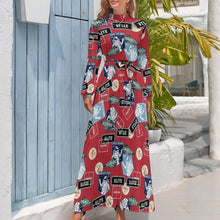 Lade das Bild in den Galerie-Viewer, Multi-Image-Druck Damen / Frauen Maxikleid Langes Kleid Abendkleid lang mit Bindeband XQ mit Fotos Muster Text Logo selbst gestalten und bedrucken
