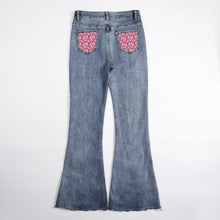 Lade das Bild in den Galerie-Viewer, Multi-Image-Druck Damen / Frauen Schlagjeans Stretch Jeans Skinny Denim Schlaghose MC603 mit Fotos Muster Text Logo selbst gestalten und bedrucken
