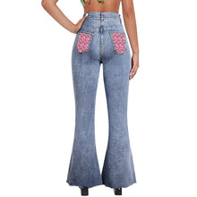 Lade das Bild in den Galerie-Viewer, Multi-Image-Druck Damen / Frauen Schlagjeans Stretch Jeans Skinny Denim Schlaghose MC603 mit Fotos Muster Text Logo selbst gestalten und bedrucken
