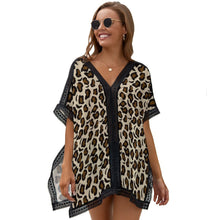 Lade das Bild in den Galerie-Viewer, Multi-Image-Druck Damen / Frauen schöner getreifter Strandkimono offene Form Strandbluse mit tiefe V-Ausschnitt ZS907 mit Fotos Muster Text Logo selbst gestalten und bedrucken
