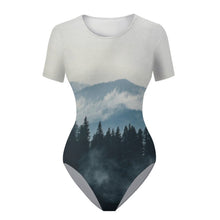 Lade das Bild in den Galerie-Viewer, Multi-Image-Druck Damen Kurzarm Body Bodysuit mit Rundhalsausschnitt mit Fotos Muster Text Logo selbst gestalten und bedrucken
