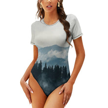 Lade das Bild in den Galerie-Viewer, Multi-Image-Druck Damen Kurzarm Body Bodysuit mit Rundhalsausschnitt mit Fotos Muster Text Logo selbst gestalten und bedrucken
