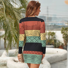 Lade das Bild in den Galerie-Viewer, Multi-Image-Druck Langarmkleid in lässiger Passform mit zeitlosen Fashion-Design für Damen Frauen JJ1207 mit Foto Text selbst gestalten und bedrucken
