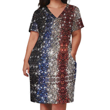 Lade das Bild in den Galerie-Viewer, Multi-Image-Druck Lockeres T-Shirt Kleid mit Taschen Frauen LQ Bis 5XL mit Fotos Muster Text Logo selbst gestalten und bedrucken
