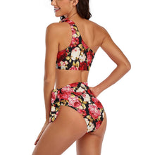 Lade das Bild in den Galerie-Viewer, Multi-Image-Druck Sexy Damen / Frauen BK2119 Bustier Bikini Set in One-Shoulder-Form mit Fotos Muster Text Logo selbst gestalten und bedrucken
