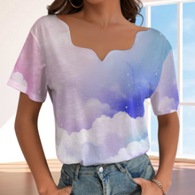 Lade das Bild in den Galerie-Viewer, Multi-Image-Druck Vollprint Tshirt Damen mit wellenförmigem Ausschnitt BBT mit Foto Muster Text Logo selbst gestalten und bedrucken
