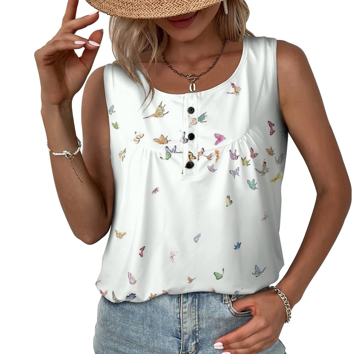 PLOKNRD Damen Crop Top Ärmellos - Schräge Plissie Produktbild-Vorschau 9
