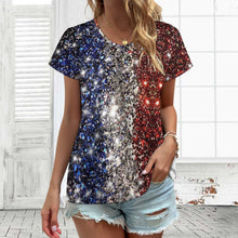 Lade das Bild in den Galerie-Viewer, Oversize Einzelbilddruck Damen / Frauen TSHIRT T-Shirt Kurzarm mit V Ausschnitt Große Größen VT mit Fotos Muster Text Logo selbst gestalten und bedrucken
