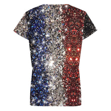 Lade das Bild in den Galerie-Viewer, Oversize Einzelbilddruck Damen / Frauen TSHIRT T-Shirt Kurzarm mit V Ausschnitt Große Größen VT mit Fotos Muster Text Logo selbst gestalten und bedrucken
