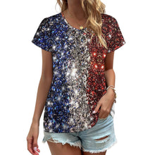 Lade das Bild in den Galerie-Viewer, Oversize Einzelbilddruck Damen / Frauen TSHIRT T-Shirt Kurzarm mit V Ausschnitt Große Größen VT mit Fotos Muster Text Logo selbst gestalten und bedrucken
