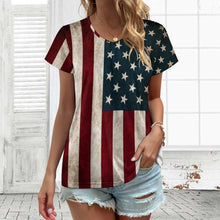 Lade das Bild in den Galerie-Viewer, Oversize Multi-Image-Druck Damen / Frauen T-Shirt Kurzarm mit V Ausschnitt VT Große Größen mit Fotos Muster Text Logo selbst gestalten und bedrucken
