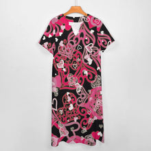 Lade das Bild in den Galerie-Viewer, Einzelbilddruck Damen Kurzarm V-Ausschnitt Casual Lang Kleid Maxikleid Shirt Kleid mit Taschen BYQ mit Fotos Muster Text Logo selbst gestalten und bedrucken
