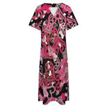 Lade das Bild in den Galerie-Viewer, Einzelbilddruck Damen Kurzarm V-Ausschnitt Casual Lang Kleid Maxikleid Shirt Kleid mit Taschen BYQ mit Fotos Muster Text Logo selbst gestalten und bedrucken
