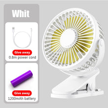 Lade das Bild in den Galerie-Viewer, USB-Ladung Tischturmventilator Ventilator Tischventilator leiser Mini-Clip-Ventilator für Schlafsaal, Nachttisch, Schreibtisch

