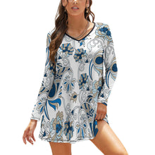Lade das Bild in den Galerie-Viewer, Langarm Sommerkleid mit V-Ausschnitt NZ035 - Damen / Frauen - selbst gestalten und bedrucken
