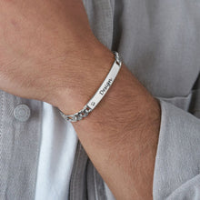 Lade das Bild in den Galerie-Viewer, 925 Sterling Silber Damen / Herren Modisches Strip Zirkonia Armband Armkette mit Gravur mit 18K Gold Roségold Vergoldung S0007 selbst gestalten
