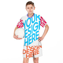 Lade das Bild in den Galerie-Viewer, Kinder Jungen Trainingsanzug Sportanzug Jogginganzüge Basic Anzug TSHIRT T-Shirt Kurze Hose Short Sportlich mit Foto Text selbst gestalten und bedrucken
