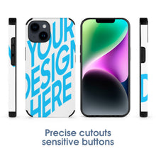 Lade das Bild in den Galerie-Viewer, Personalisierte iPhone 14 / iPhone 14 Plus / iPhone 14 Pro / iPhone 14 Pro Max Handyhülle Schutzhülle aus Carbon Fiber Kohlefaser mit Fotos Muster Text Logo selbst gestalten und bedrucken
