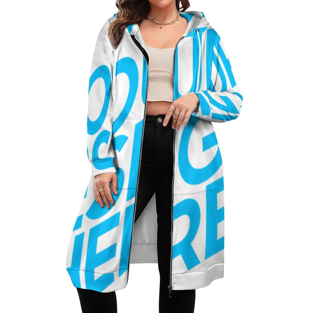 Damen Lang Mantel Jacke mit Kapuze SDS002 mit Fotos Muster Text selbst gestalten und bedrucken