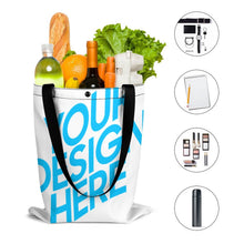 Lade das Bild in den Galerie-Viewer, Vertikale Version Beidseitiger Voll Druck Boutique Handtasche Umhängetasche Strandtasche Schultertasche mit Fotos Muster Text Logo selbst gestalten und bedrucken
