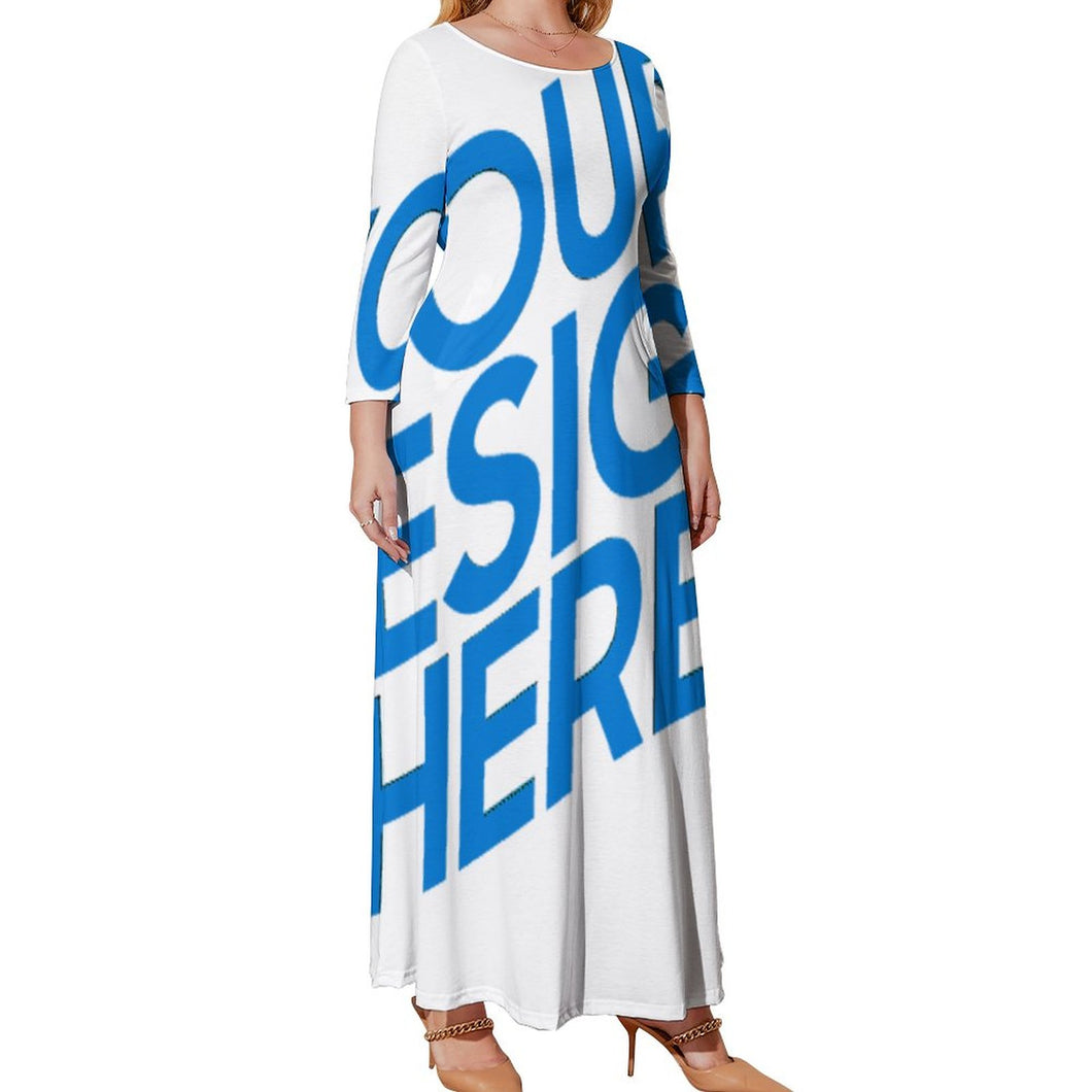 Einzelbilddruck Damen / Frauen Übergröße Maxikleid A120 in ausgestellter Form mit Foto Text Muster selbst gestalten und bedrucken