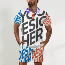 Lade das Bild in den Galerie-Viewer, Multi-Image-Design Herren Shorty Polo Shirt Kurzarm Set mit Short A46TZ mit Foto Design Motiv Text selbst gestalten und bedrucken
