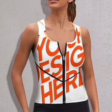 Lade das Bild in den Galerie-Viewer, Sport BH Tank Top Crop Top Yoga Top mit Kapuze und Reißverschluss B772 mit Fotos Muster Text Logo selbst gestalten und bedrucken

