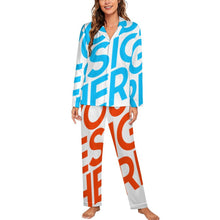 Lade das Bild in den Galerie-Viewer, Einzelbild-Design Damen / Frauen Schlafanzug Pyjama Set Langarm - Kragen Classic (2 tlg.) SDS062 mit Foto Design Motiv Text selbst gestalten und bedrucken
