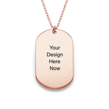 Lade das Bild in den Galerie-Viewer, 925er Sterling Silber Dog Tag Kette Namensschild Halskette X0042 mit Gravur in Script Schrift mit 18K Gold Roségold Vergoldung Länge verstellbar selbst gestalten
