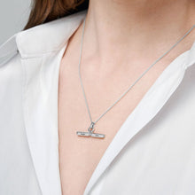 Lade das Bild in den Galerie-Viewer, Super T bar Kette X0050 in Sterling Silber mit Gravur mit 18K Gold Roségold Vergoldung Länge verstellbar selbst gestalten
