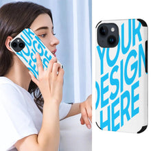 Lade das Bild in den Galerie-Viewer, Personalisierte iPhone 14 / iPhone 14 Plus / iPhone 14 Pro / iPhone 14 Pro Max Handyhülle Schutzhülle aus Carbon Fiber Kohlefaser mit Fotos Muster Text Logo selbst gestalten und bedrucken
