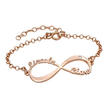 Lade das Bild in den Galerie-Viewer, Infinity-Armband &quot;Special Shaped Letter&quot; Armkette mit Anhänger mit Namen Gravur mit 18K Gold Roségold Vergoldung selbst gestalten
