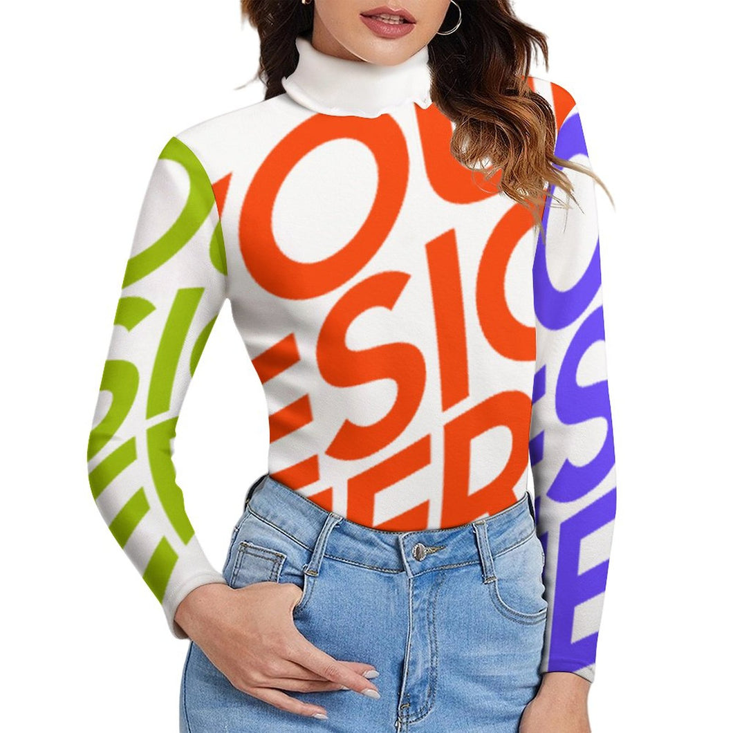 Multi-Image-Druck Damen Turtleneck Pullover Stehkragenpullover Rollkragenpullover MY08 mit Fotos Muster Text Logo selbst gestalten und bedrucken