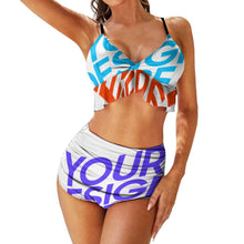 Lade das Bild in den Galerie-Viewer, Multi-Image-Druck Push-Up Triangel Bikini Set mit trendigen Rüschen Damen 2 teilig BK2066 mit Fotos Muster Text Logo selbst gestalten und bedrucken
